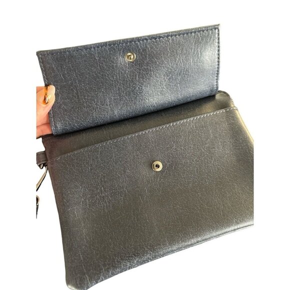 Matt & Nat Wristlet Vegan Leather Wallet Clutch Blue Removable Strap Distressed - Picture 4 of 12